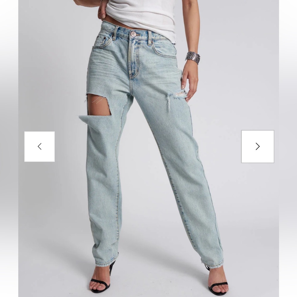 One Teaspoon Pale Blue High-Rise Distressed Jeans